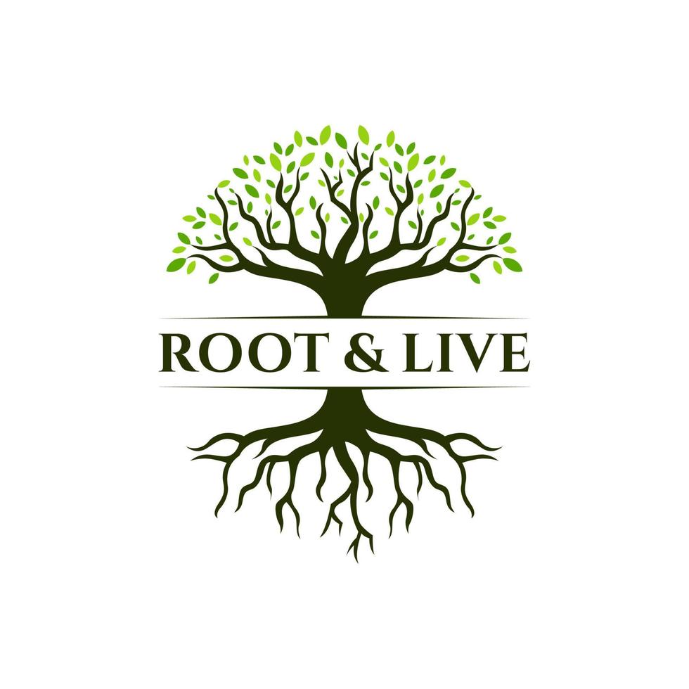 Root Tree logo design. Vector silhouette of a tree.