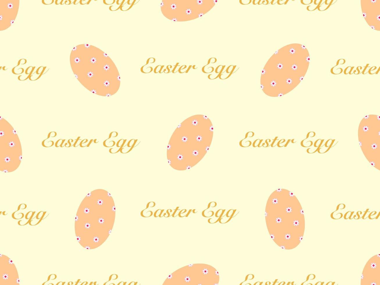 Easter eggs cartoon character seamless pattern on yellow background.Easter day vector