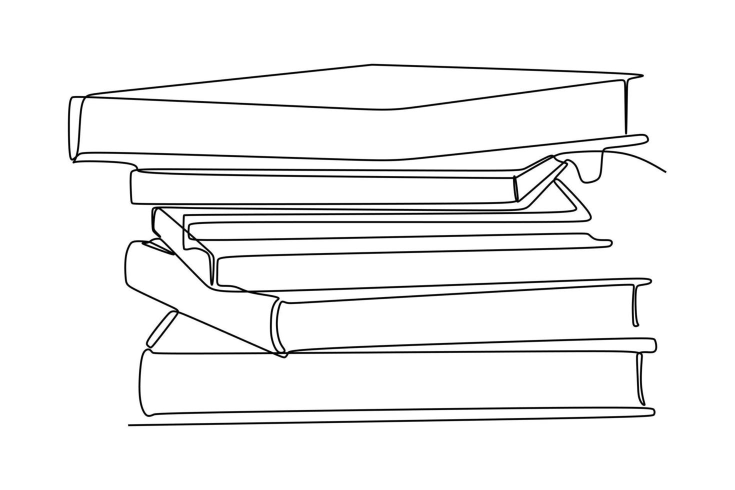 Continuous one line drawing of a stack of books. Vector illustration for education supplies back to school theme or concept