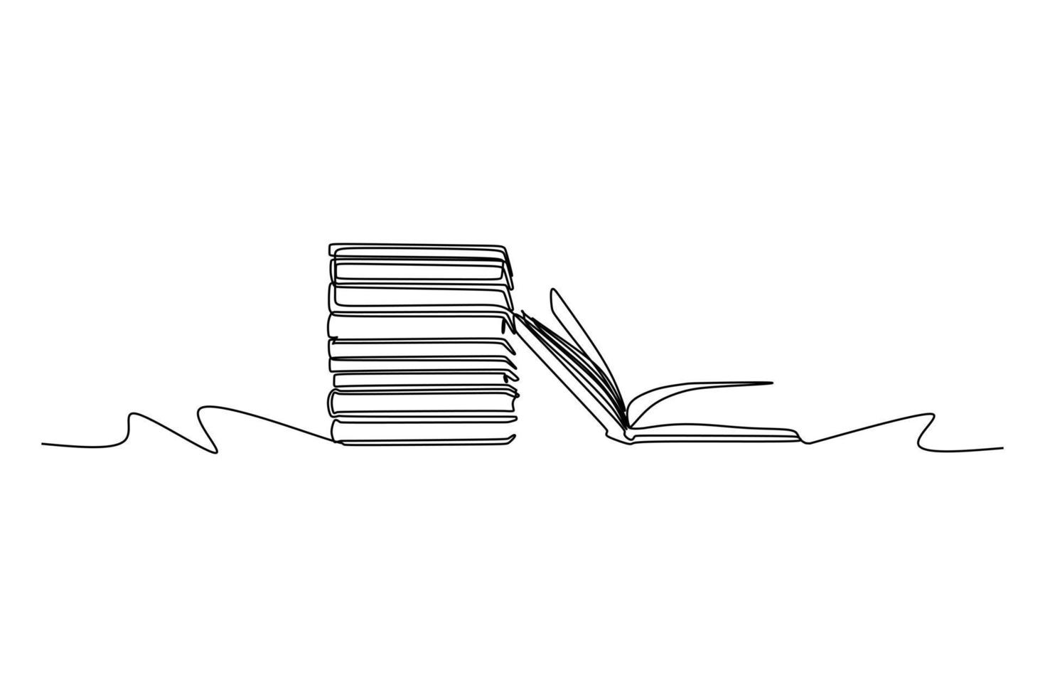 Simple single line drawing of books on the table. Line art design for  educational concept 6941908 Vector Art at Vecteezy