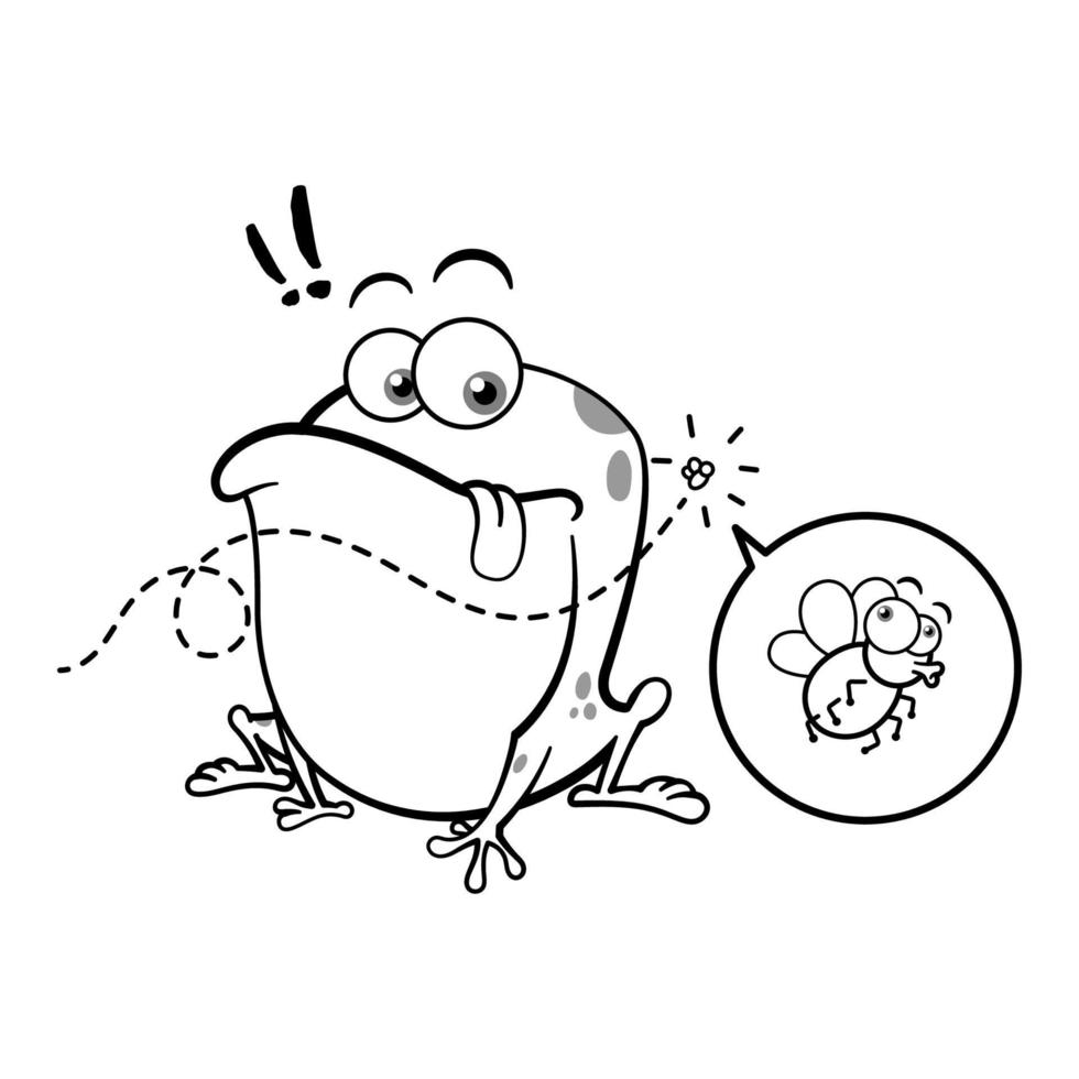 Funny Frog Looking At Fly Outline vector