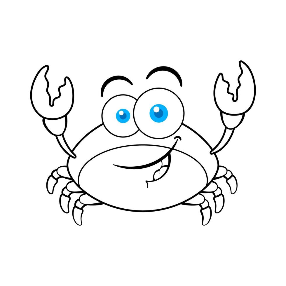 Funny Red Crab Cartoon Character Outline vector