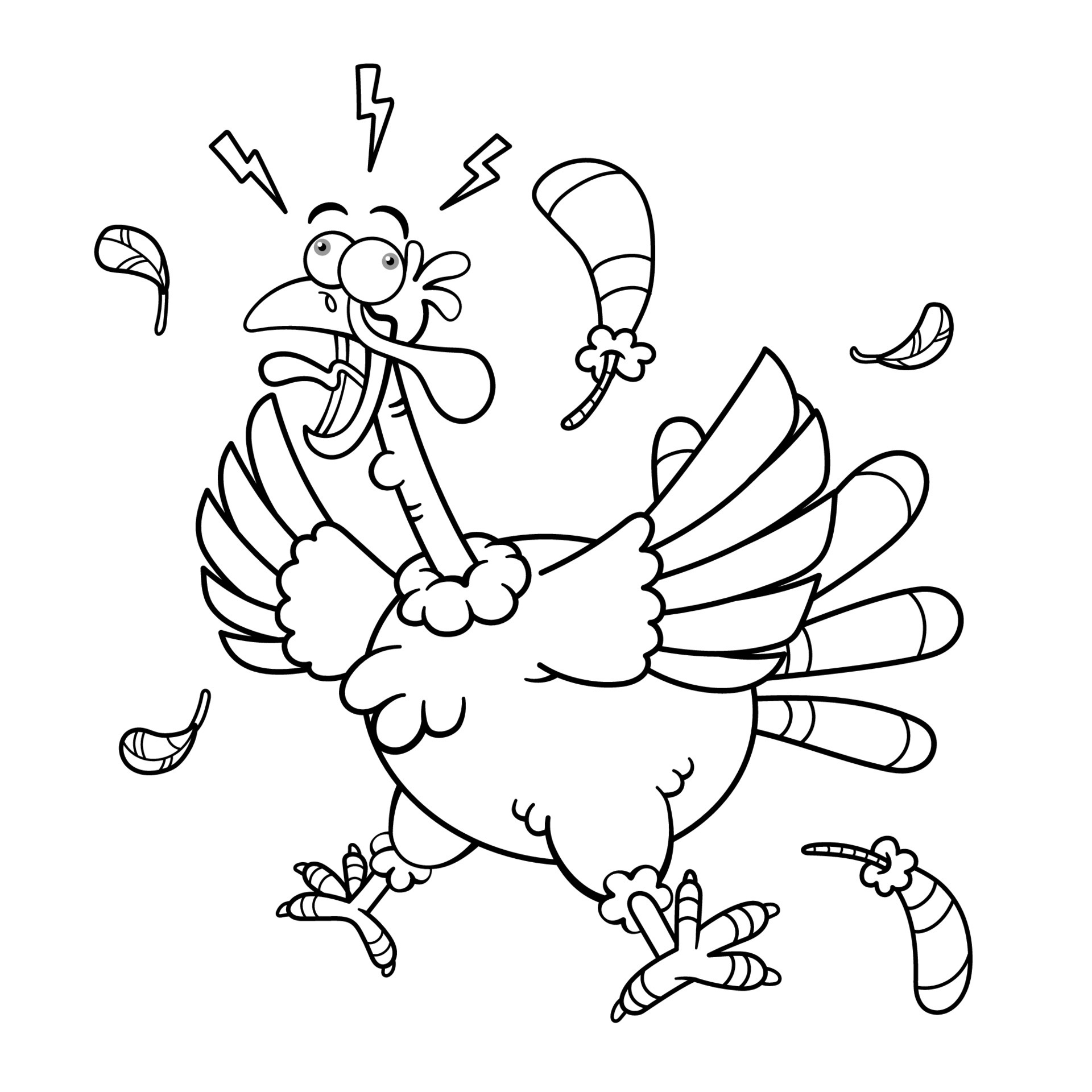 Funny Screaming Turkey Cartoon Character Outline 6941961 ...