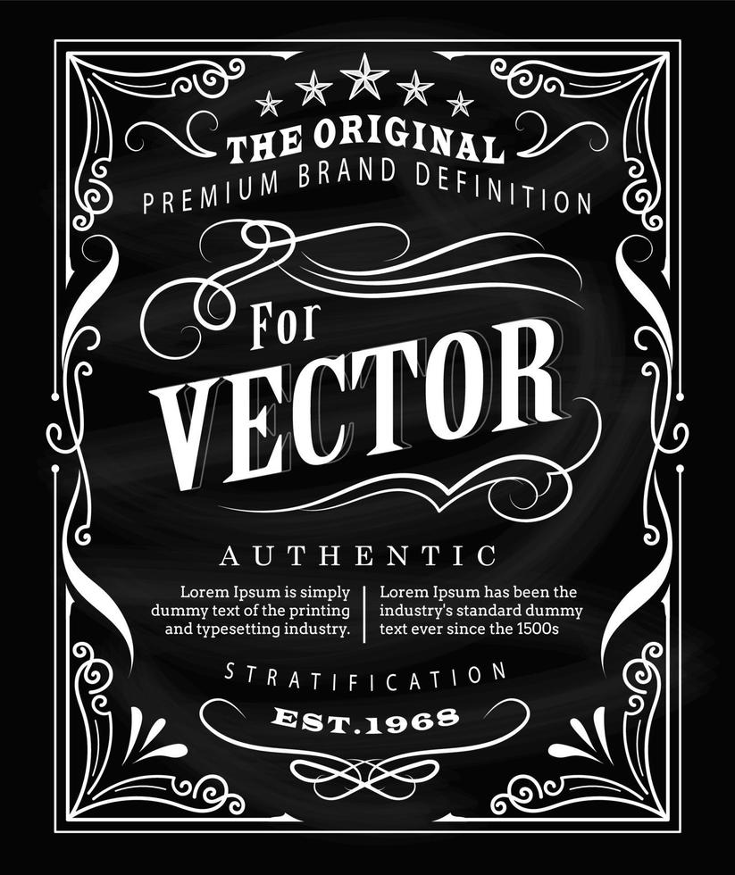 etiqueta antigua tipografía cartel vintage marco pizarra diseño vector