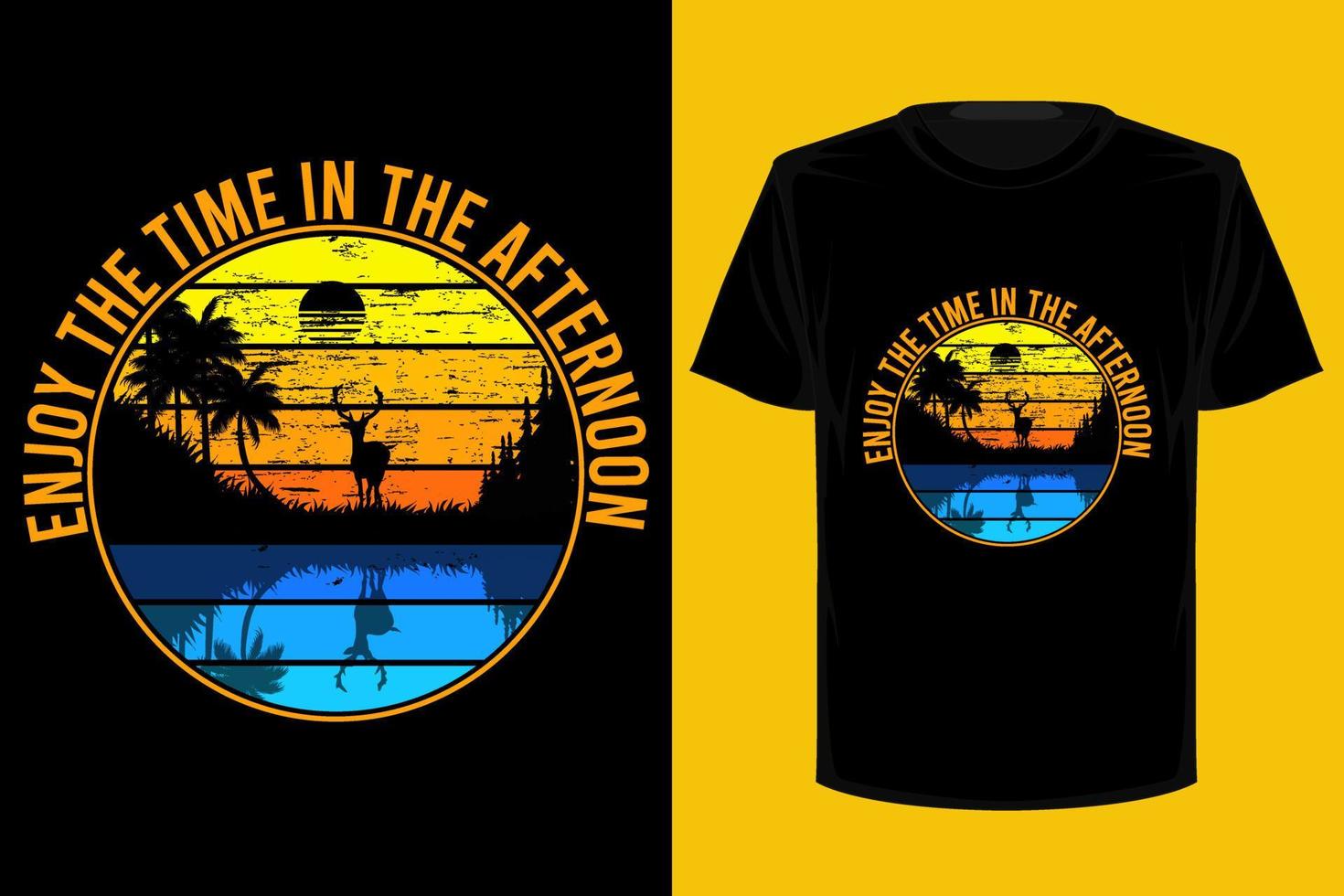 Enjoy the time in the afternoon retro vintage t shirt design vector