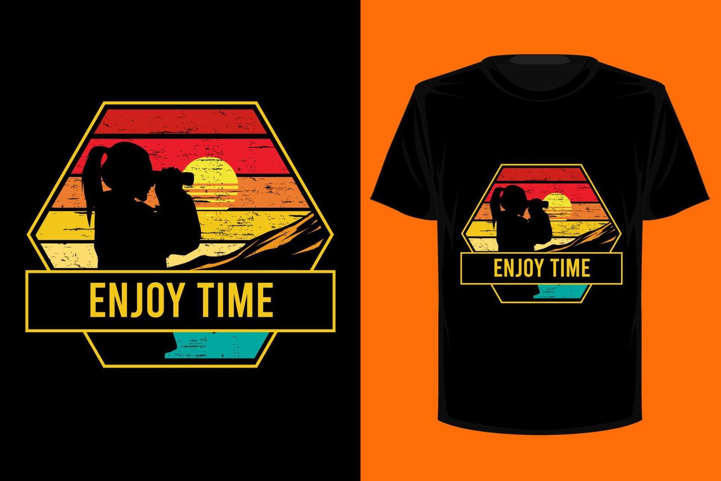 Enjoy time retro vintage t shirt design vector