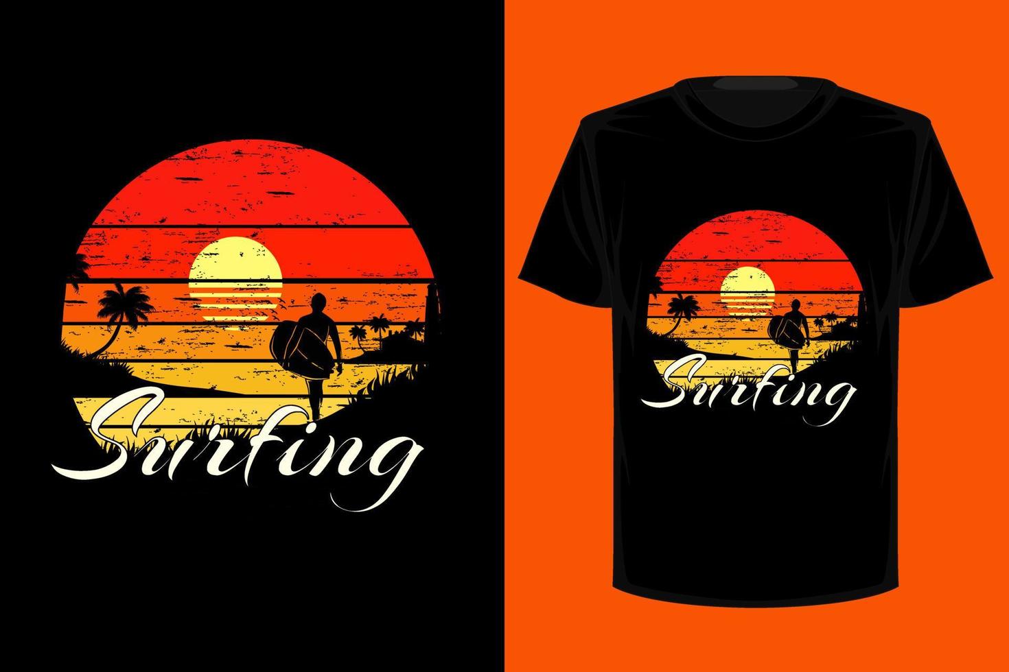 diseño de camiseta vintage retro de surf vector