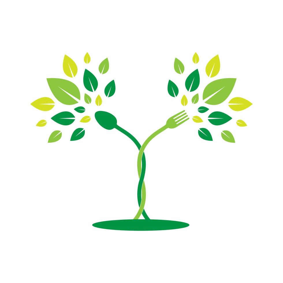 fork and spoon trees for health food logo design, vector graphic symbol icon illustration creative idea