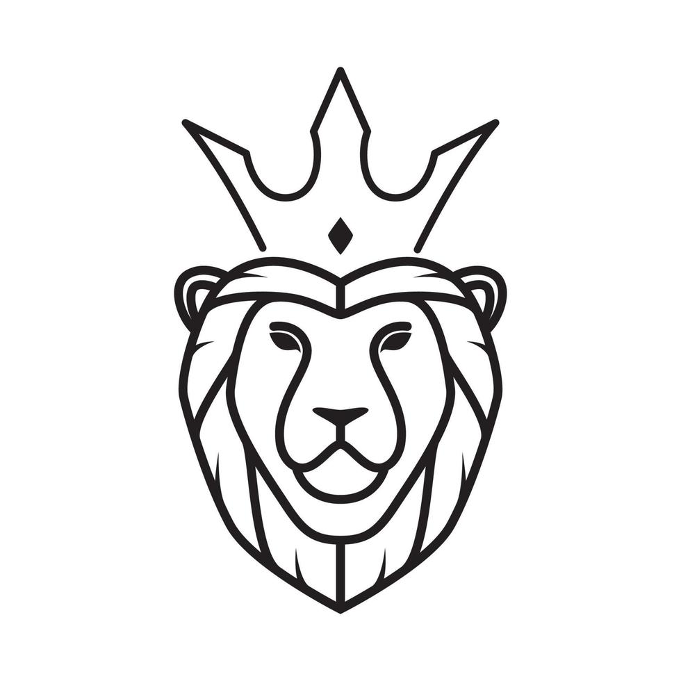 cara león línea con corona diseño de logotipo moderno, símbolo gráfico vectorial icono ilustración idea creativa vector
