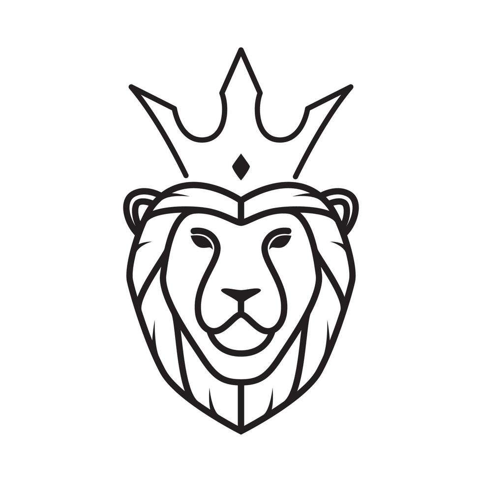 face lion line with crown modern logo design, vector graphic symbol icon illustration creative idea
