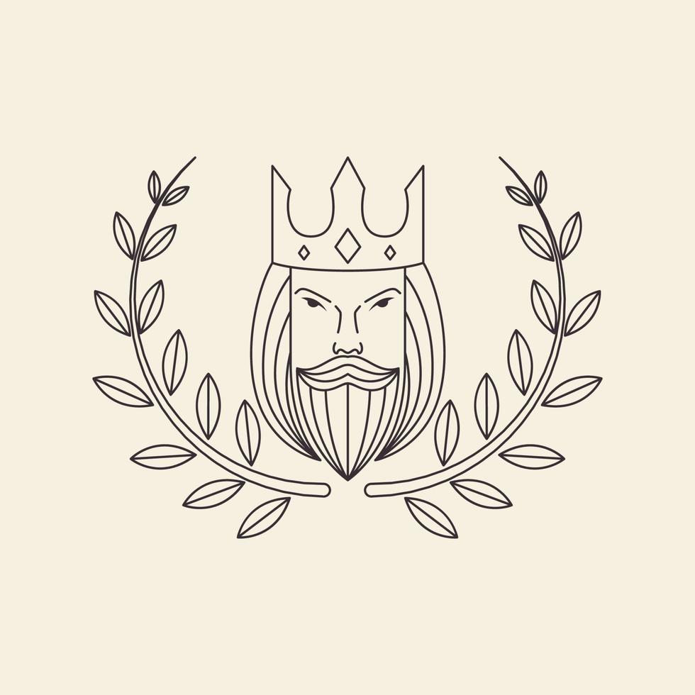 face old man king with leaf logo design, vector graphic symbol icon illustration creative idea