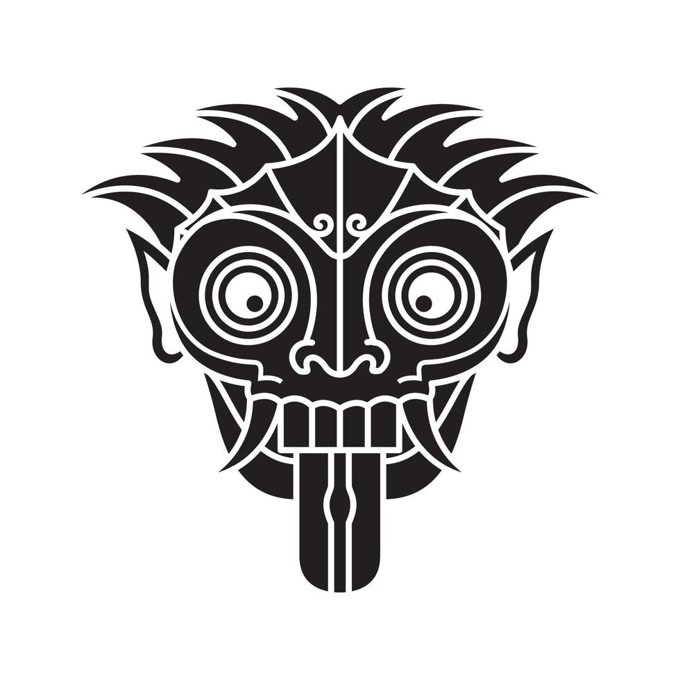 indonesian mask culture traditional black logo design, vector graphic symbol icon illustration creative idea