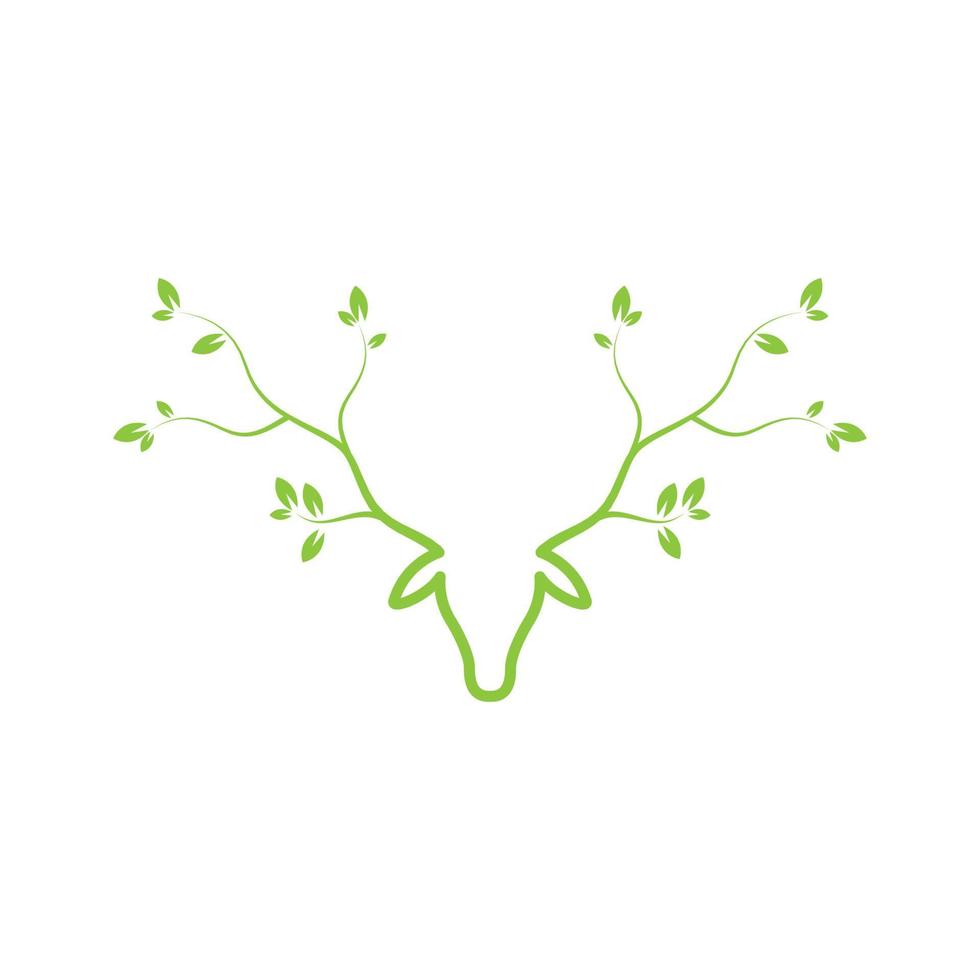 green leaf with head deer logo design, vector graphic symbol icon illustration creative idea