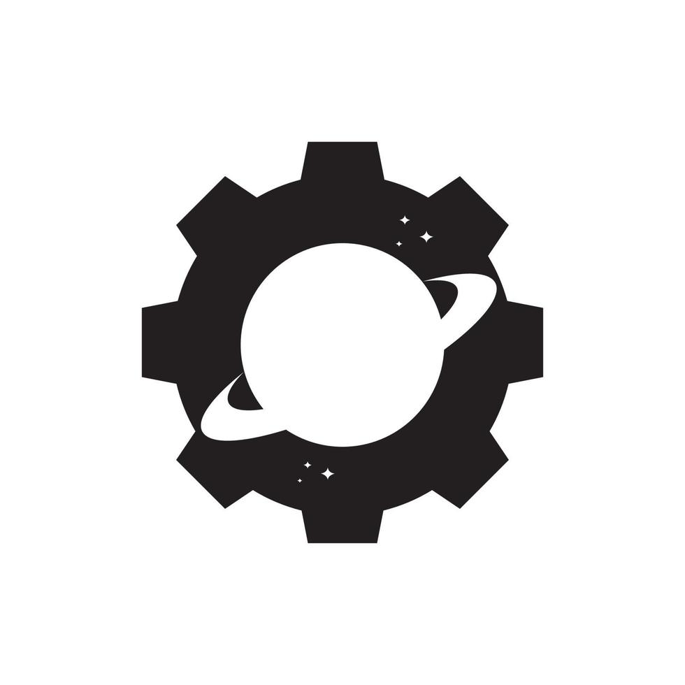 gear with planet space logo design, vector graphic symbol icon illustration creative idea