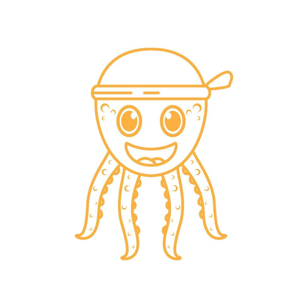 line octopus cartoon chef logo design, vector graphic symbol icon illustration creative idea