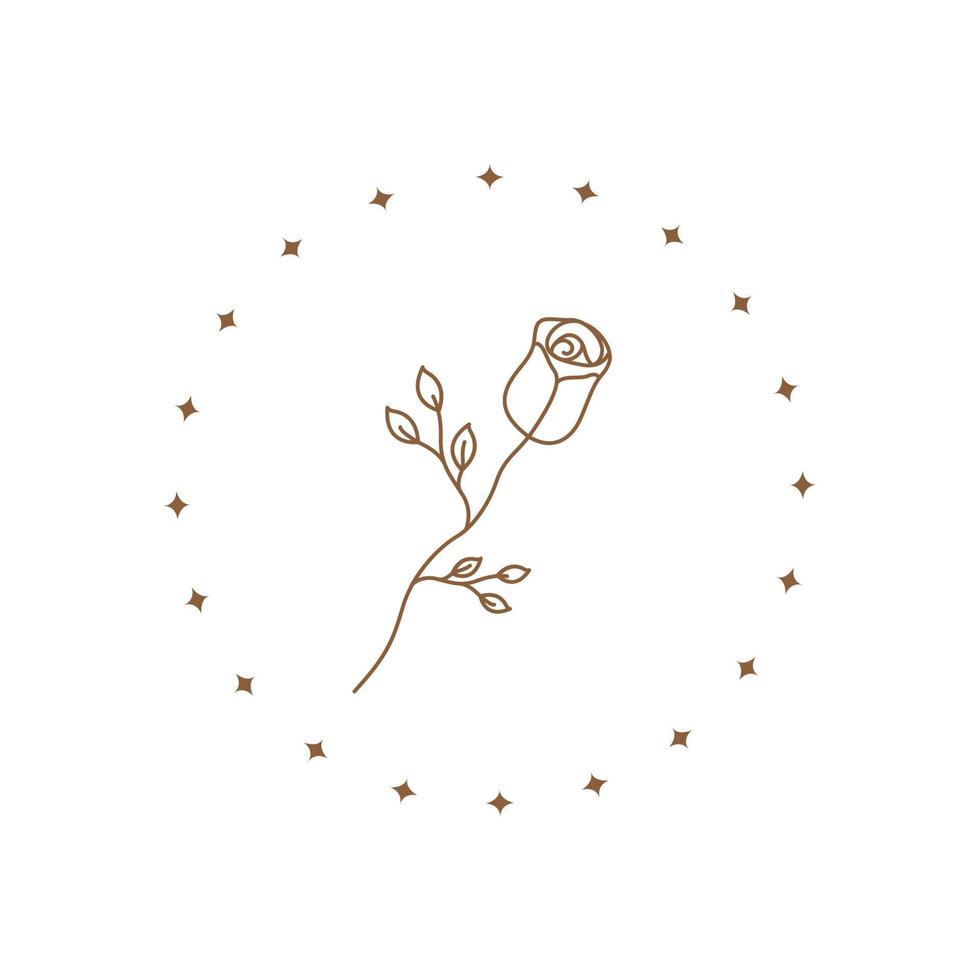 flower line feminine rose logo design, vector graphic symbol icon illustration creative idea