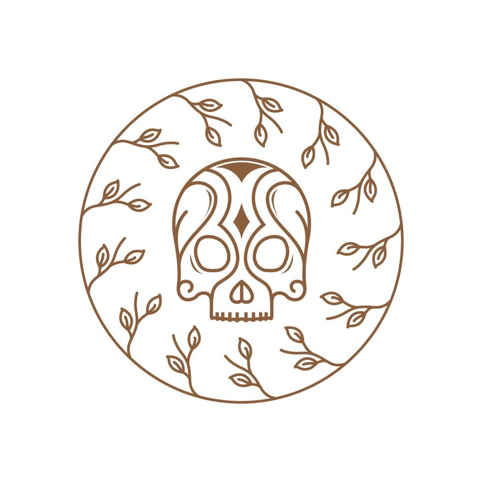 cranium art with leaf logo design, vector graphic symbol icon illustration creative idea