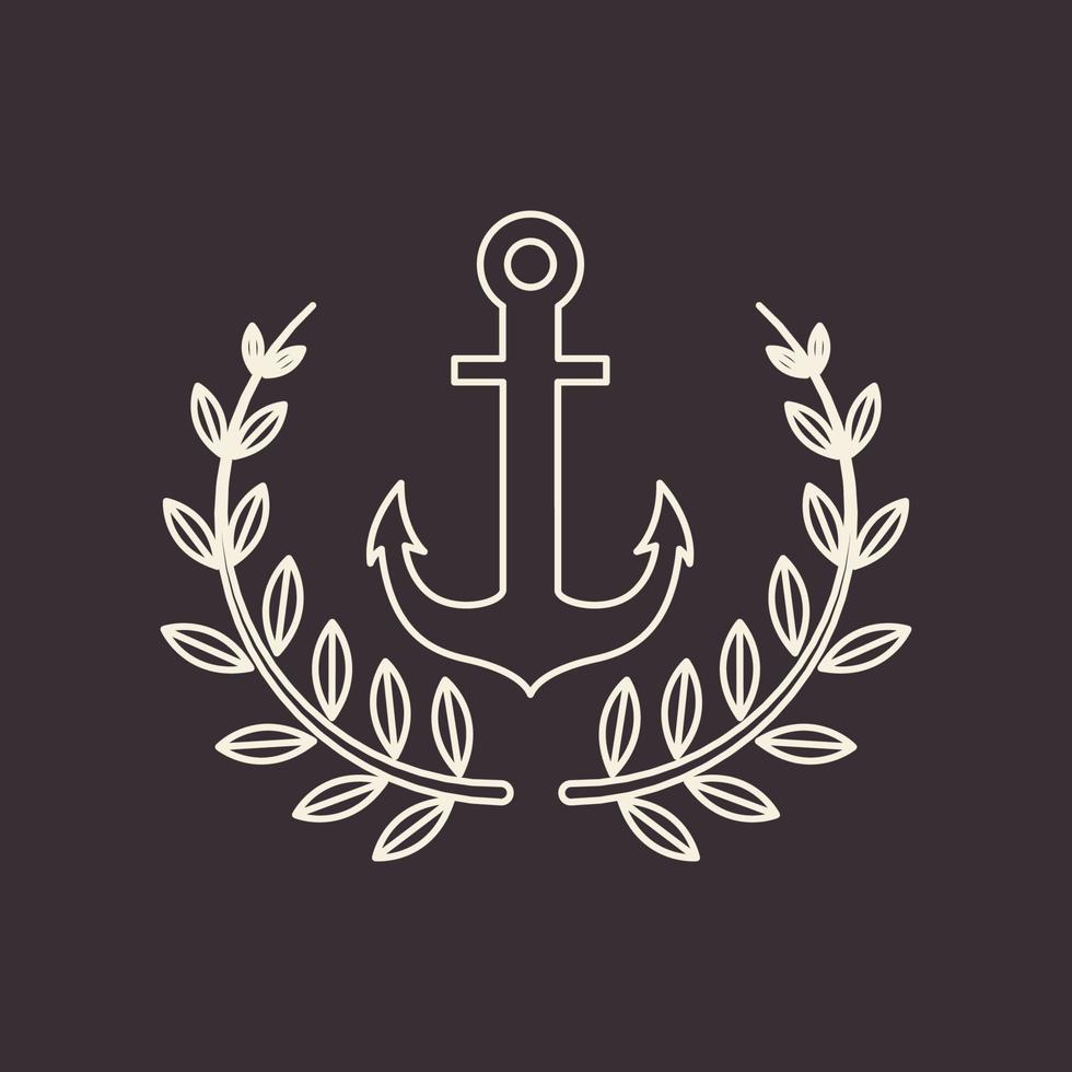 hipster anchor with wheat logo design, vector graphic symbol icon illustration creative idea