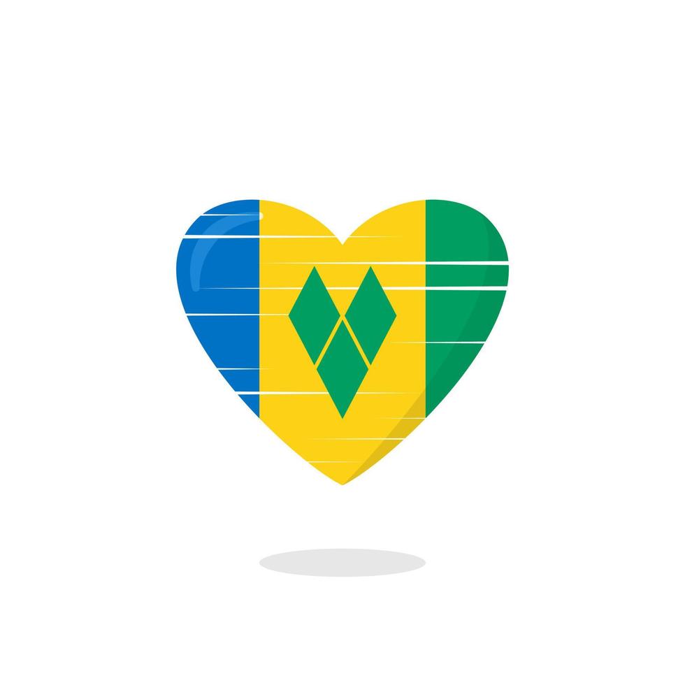 Saint Vincent And The Grenadines flag shaped love illustration vector