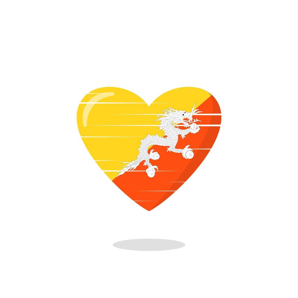 Bhutan flag shaped love illustration vector