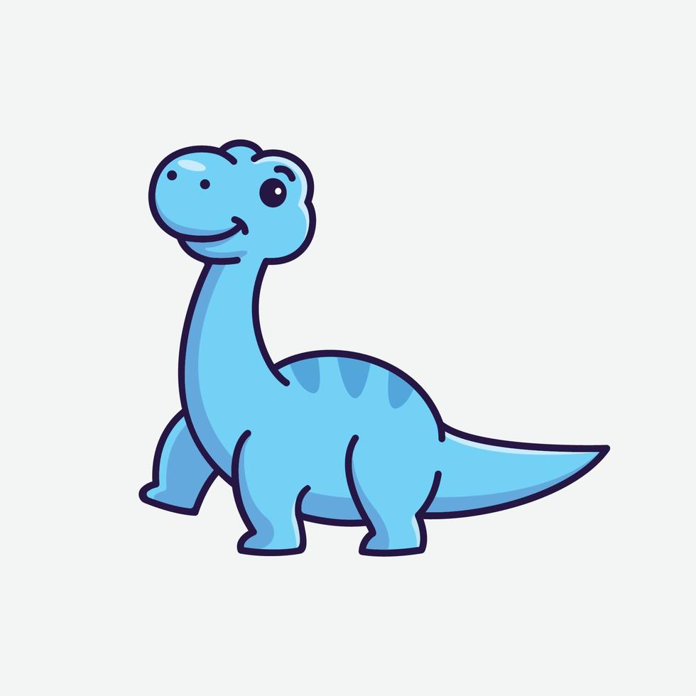 cute baby brontosaurus cartoon dinosaur character illustration isolated vector