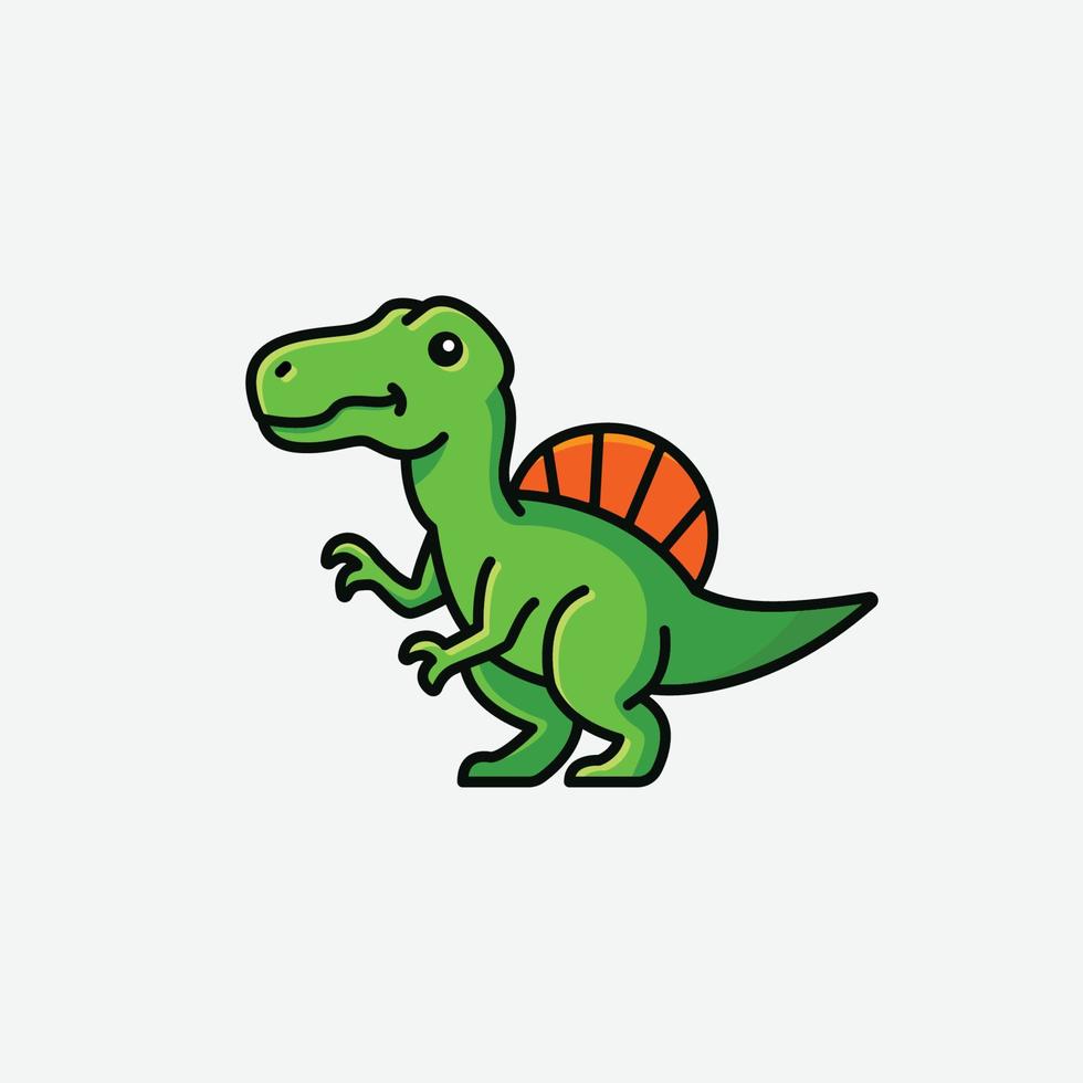 cute baby spinosaurus cartoon dinosaur character illustration isolated vector