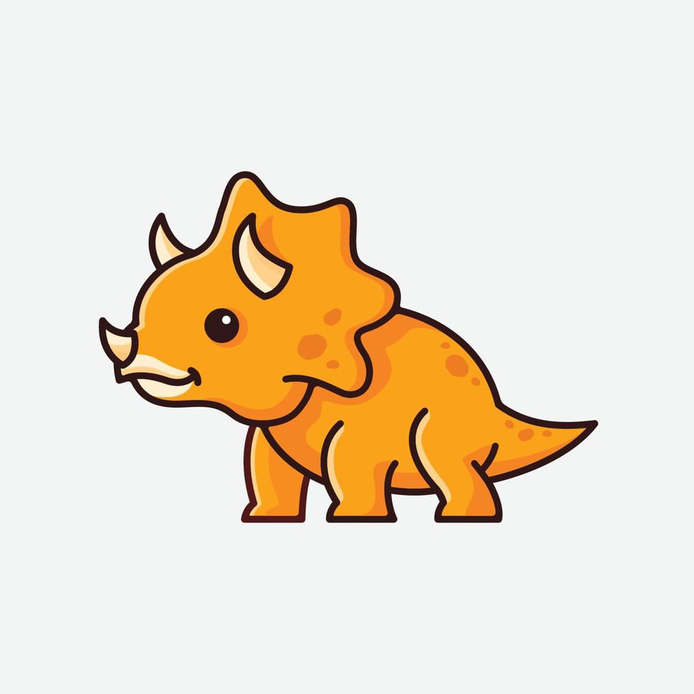 cute baby triceratops cartoon dinosaur character illustration isolated vector