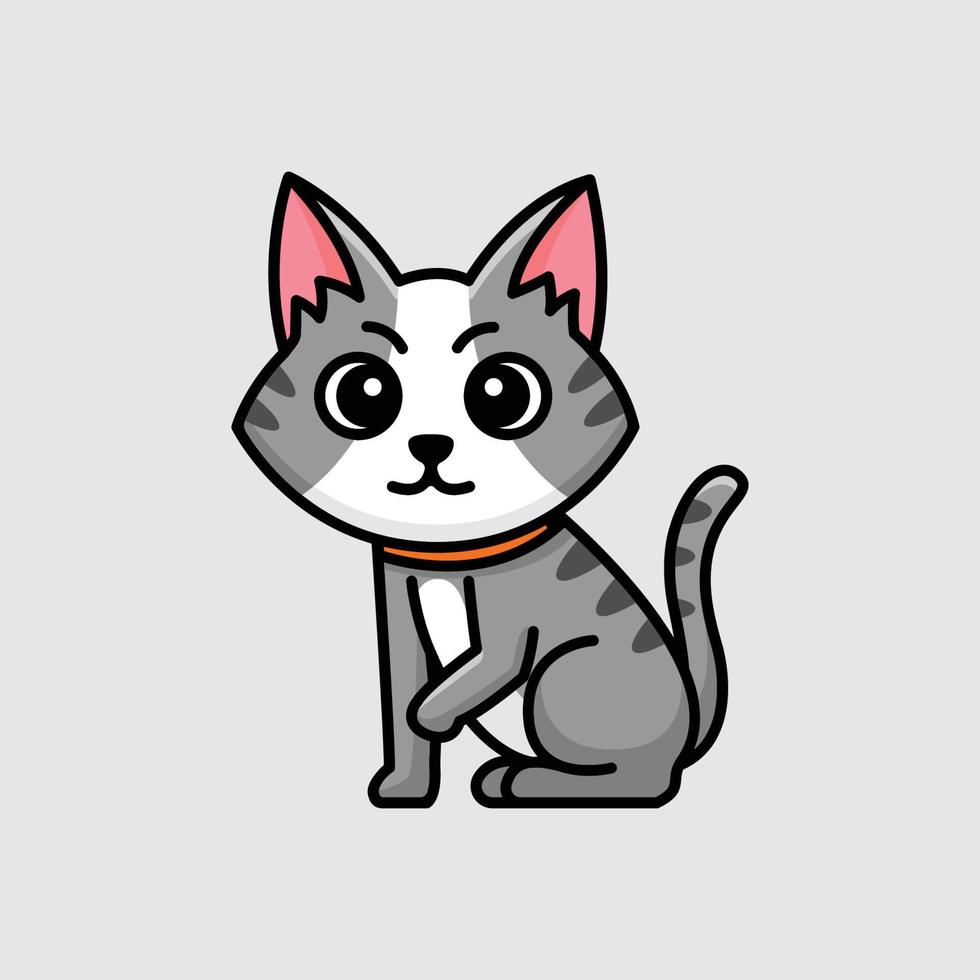 cute little cat cartoon illustration isolated vector