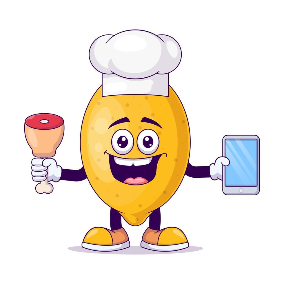 Butcher lemon cartoon mascot character vector
