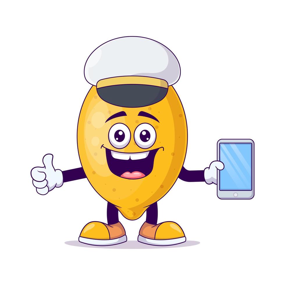 Pilot lemon cartoon mascot character vector