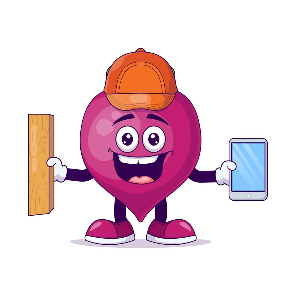 Carpenter beetroot cartoon mascot character vector