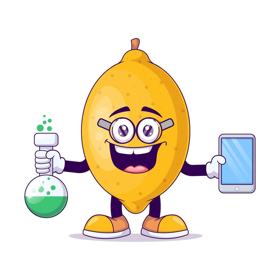 Scientist lemon cartoon mascot character vector