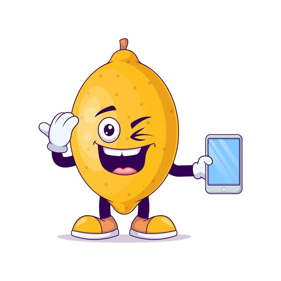 lemon cartoon mascot showing salute expression vector