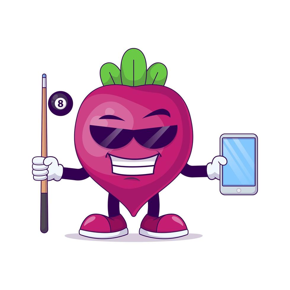 beetroot playing billiard cartoon mascot character vector