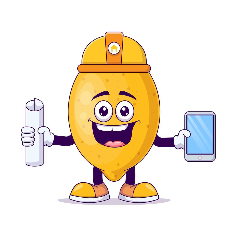 Architect lemon cartoon mascot character vector