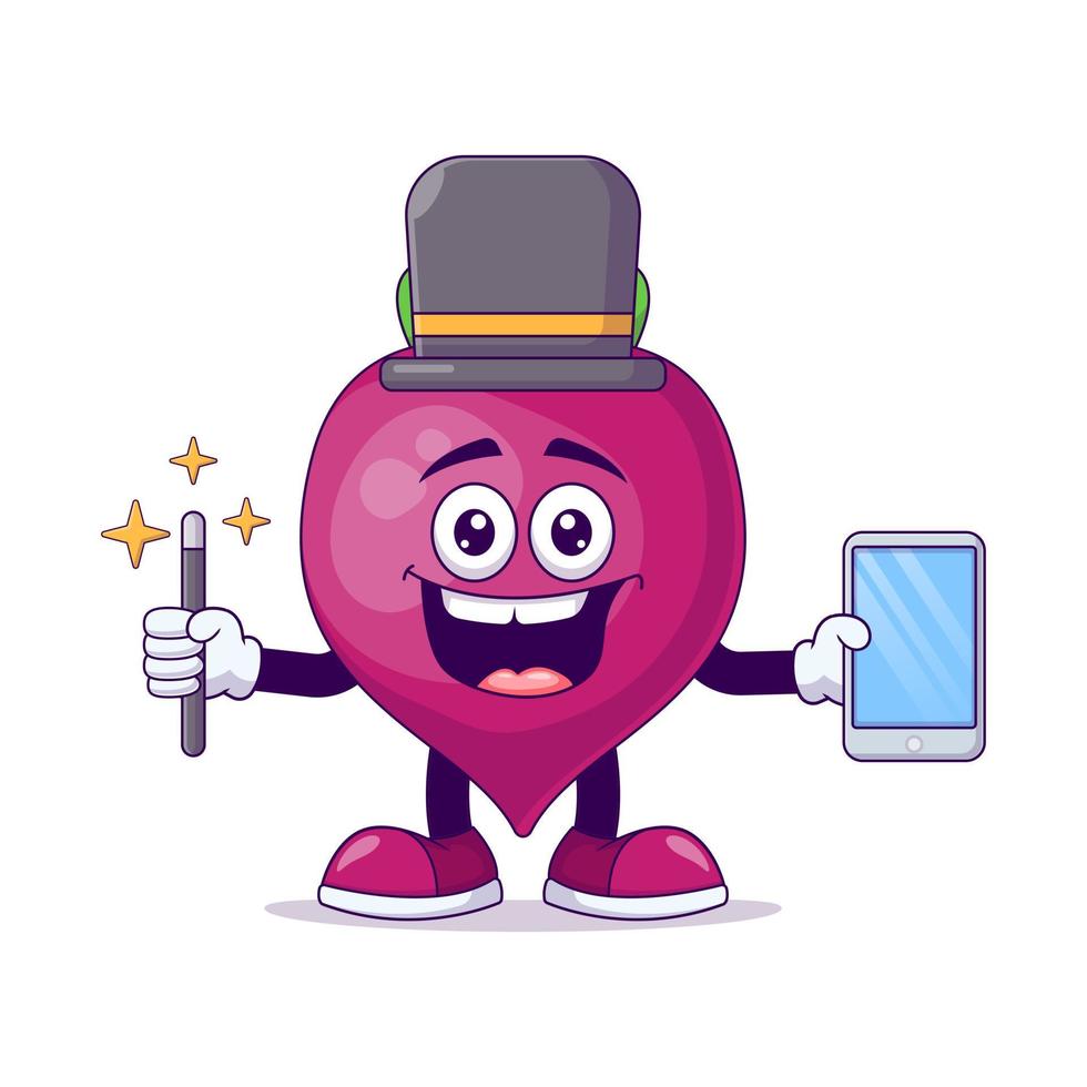 Magician beetroot cartoon mascot character vector