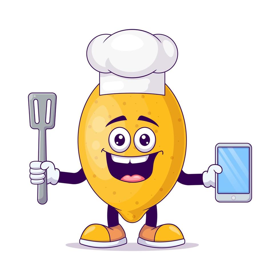 Chef lemon cartoon mascot character vector