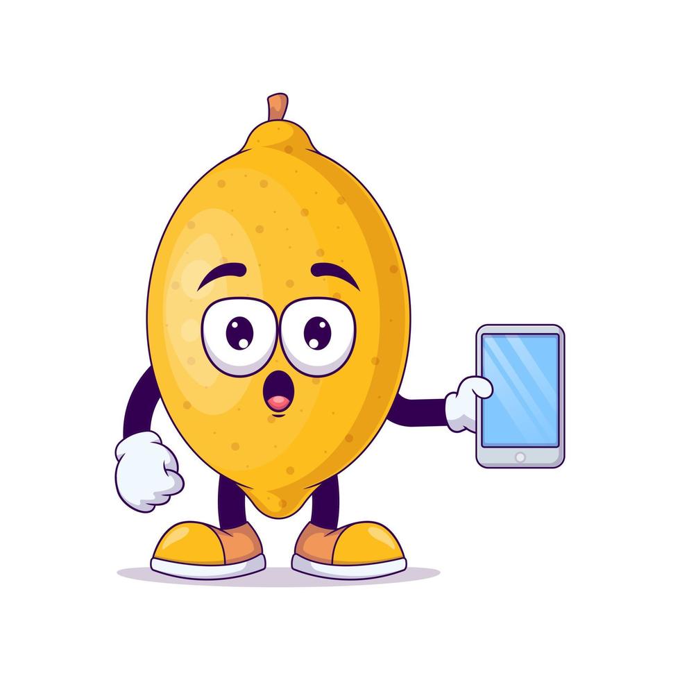 lemon cartoon mascot showing surprised expression vector