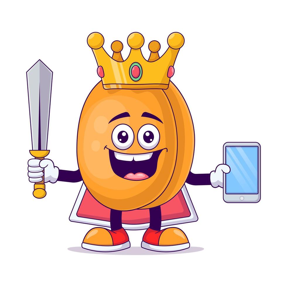 king peach cartoon mascot character vector