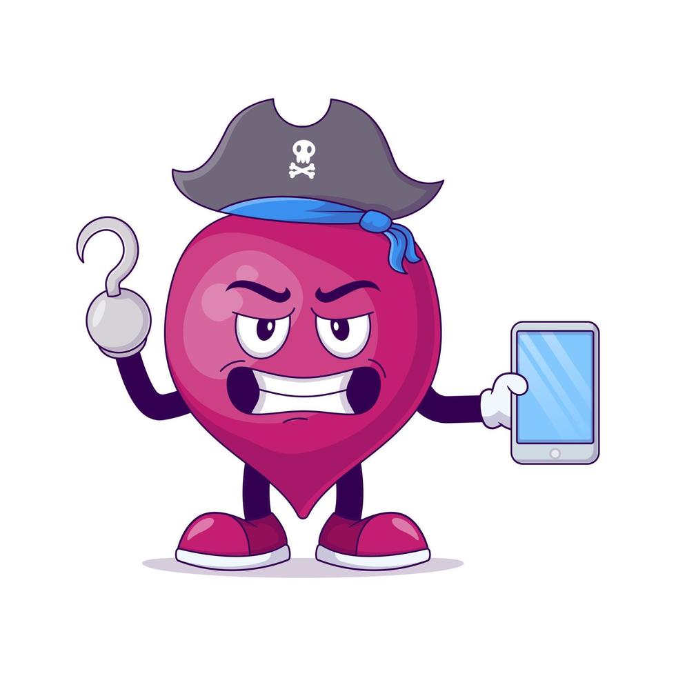 Pirate beetroot cartoon mascot character vector