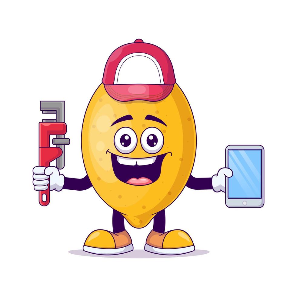 Plumber lemon cartoon mascot character vector