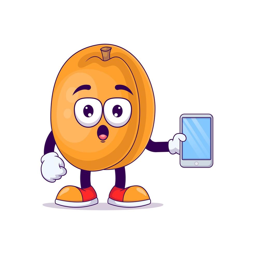 peach cartoon mascot showing surprised expression vector