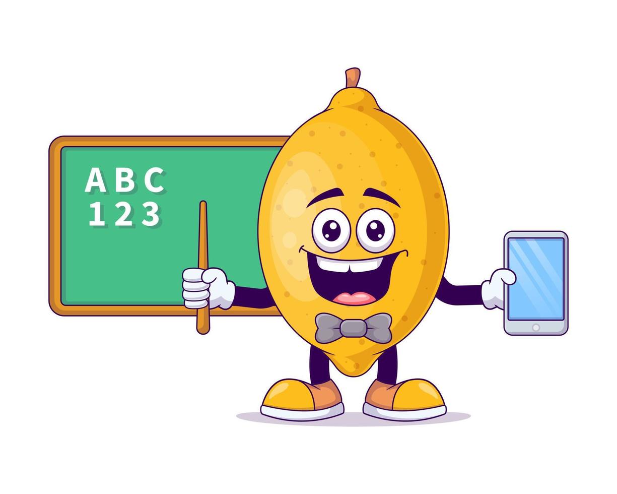 Teacher lemon cartoon mascot character vector