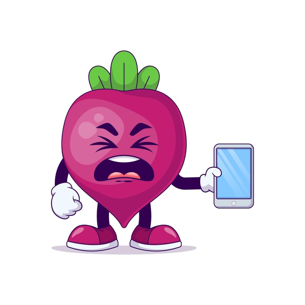 beetroot cartoon mascot showing disgust expression vector