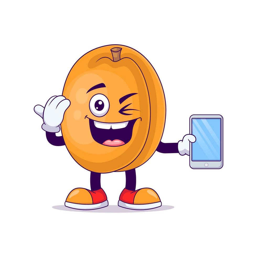 peach cartoon mascot showing salute expression vector