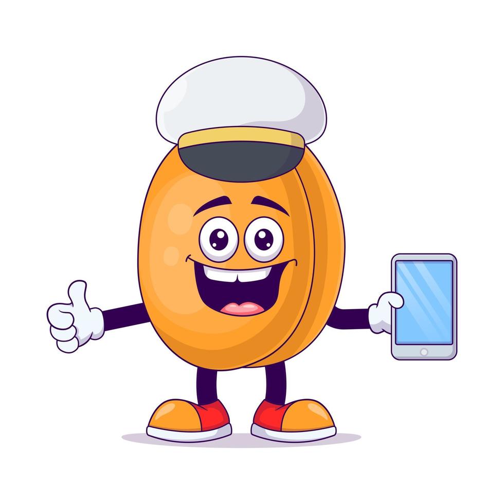 Pilot peach cartoon mascot character vector