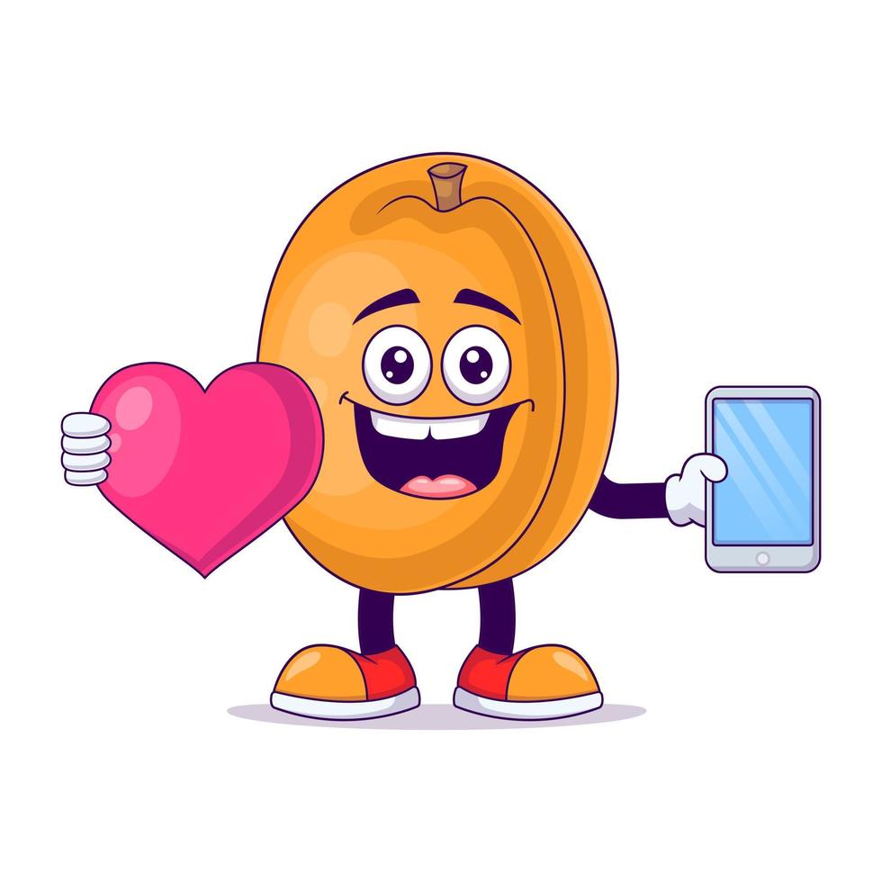 With love peach cartoon mascot character vector
