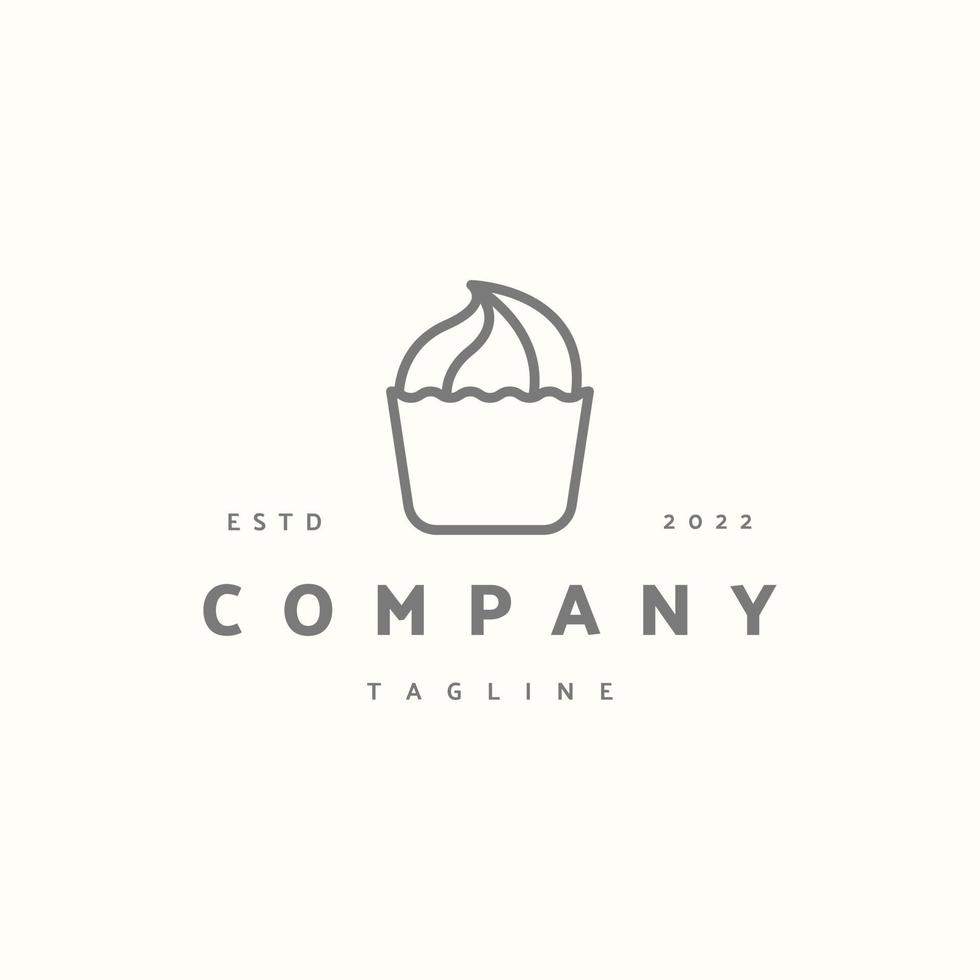 símbolo de signo de icono premium de muffin. logotipo de la vendimia inconformista vector