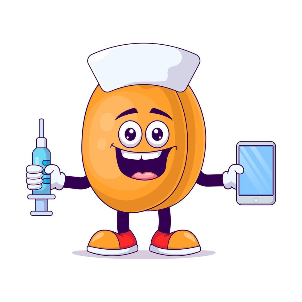 Nurse peach cartoon mascot character vector