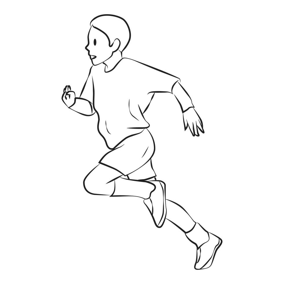 Kid running Outline Vector Cartoon Illustration